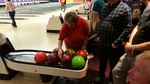 Bat Tracey re-arranging the bowling balls
